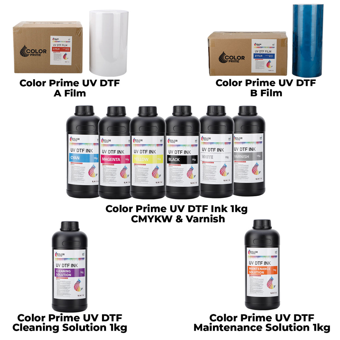 Color Prime UV DTF Supply Bundle for Aries 113/213